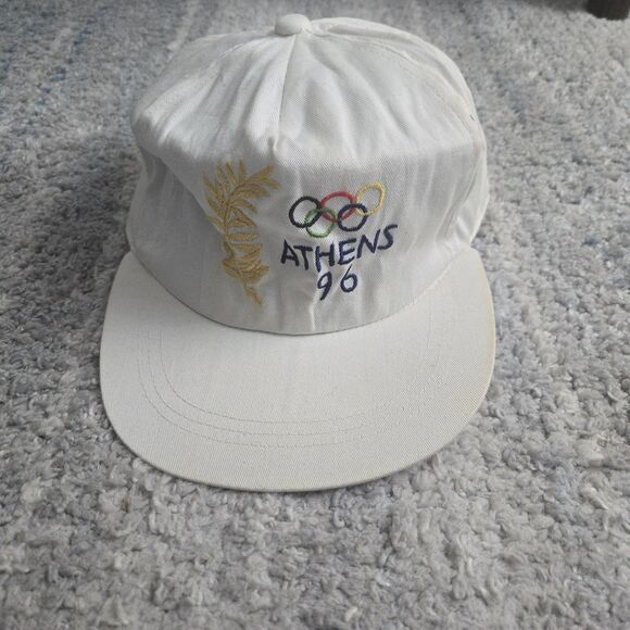 Vintage Cap  Athens 96 Olympics Hat White Size 59 - Picture 1 of 5